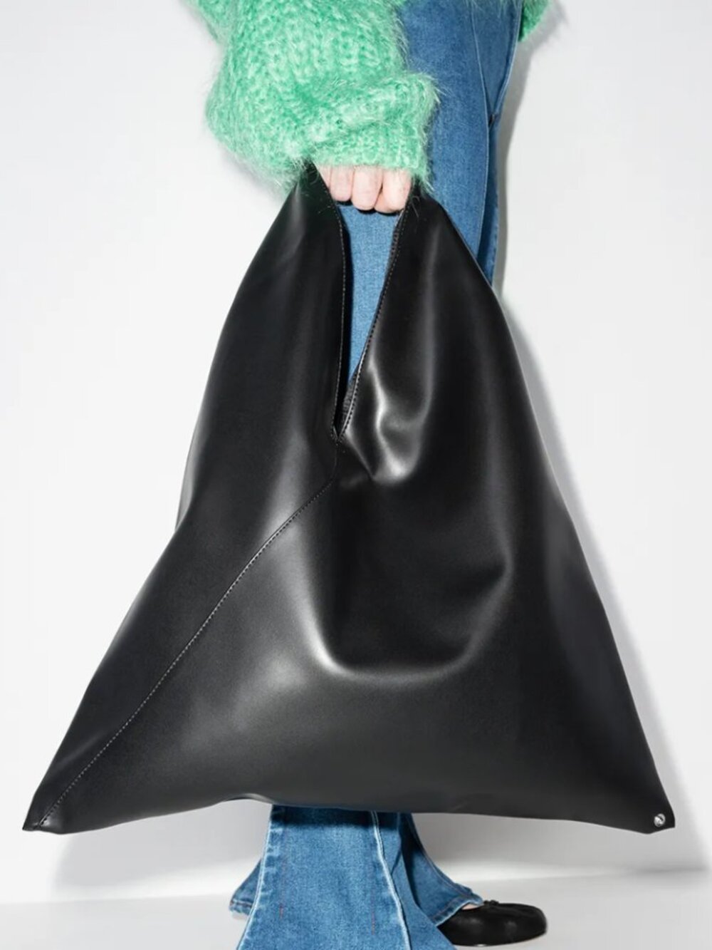 MM6 Margiela Large Leather Triangle Tote